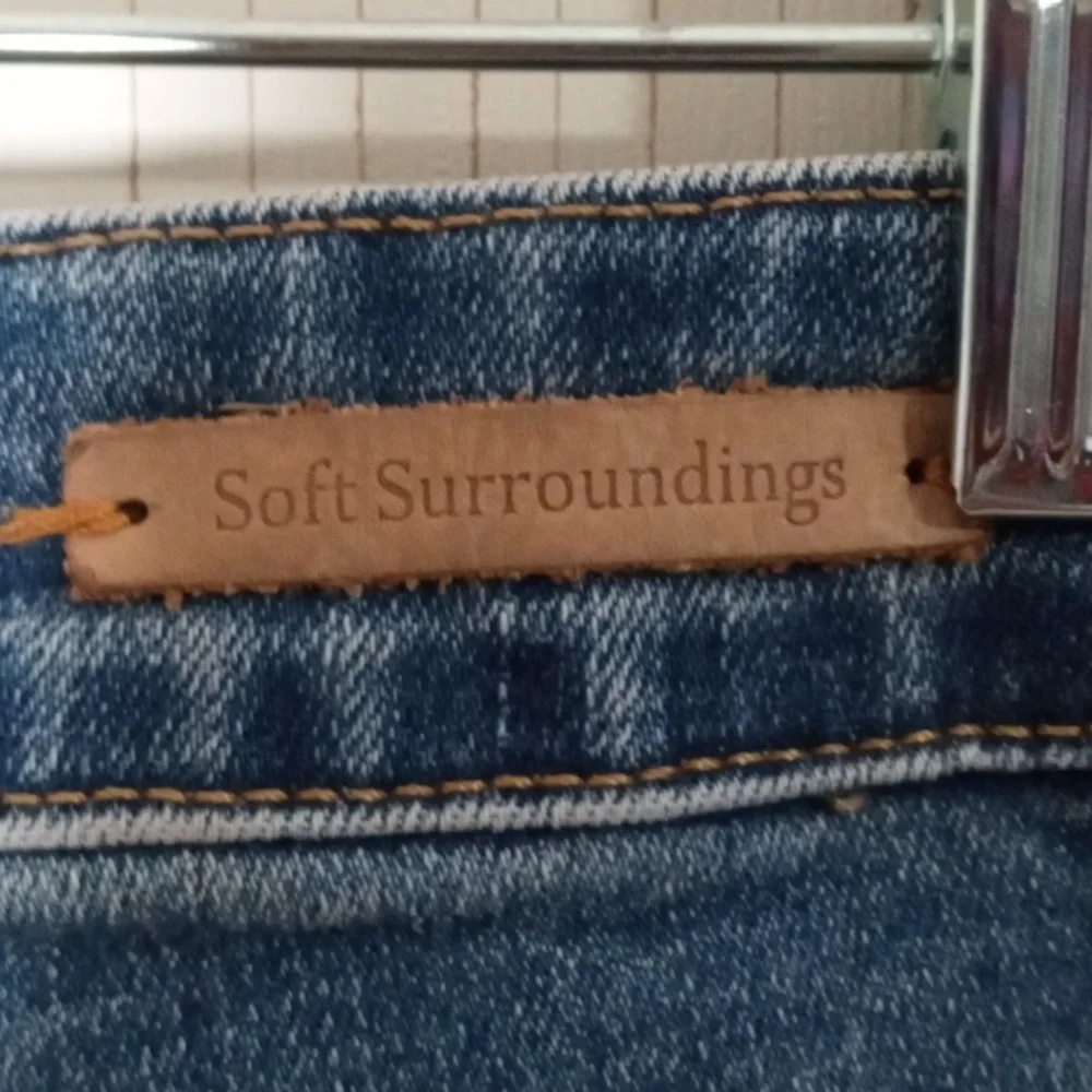 Soft Surroundings Blue Jeans with Floral Embroidery, Festival, Artistic, - Picture 7 of 7